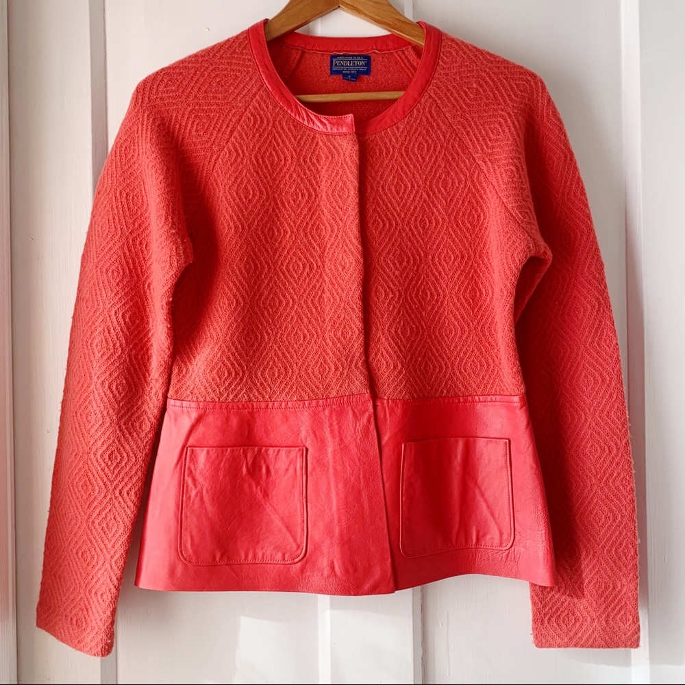 Pendleton Lambswool Leather Trim Blazer